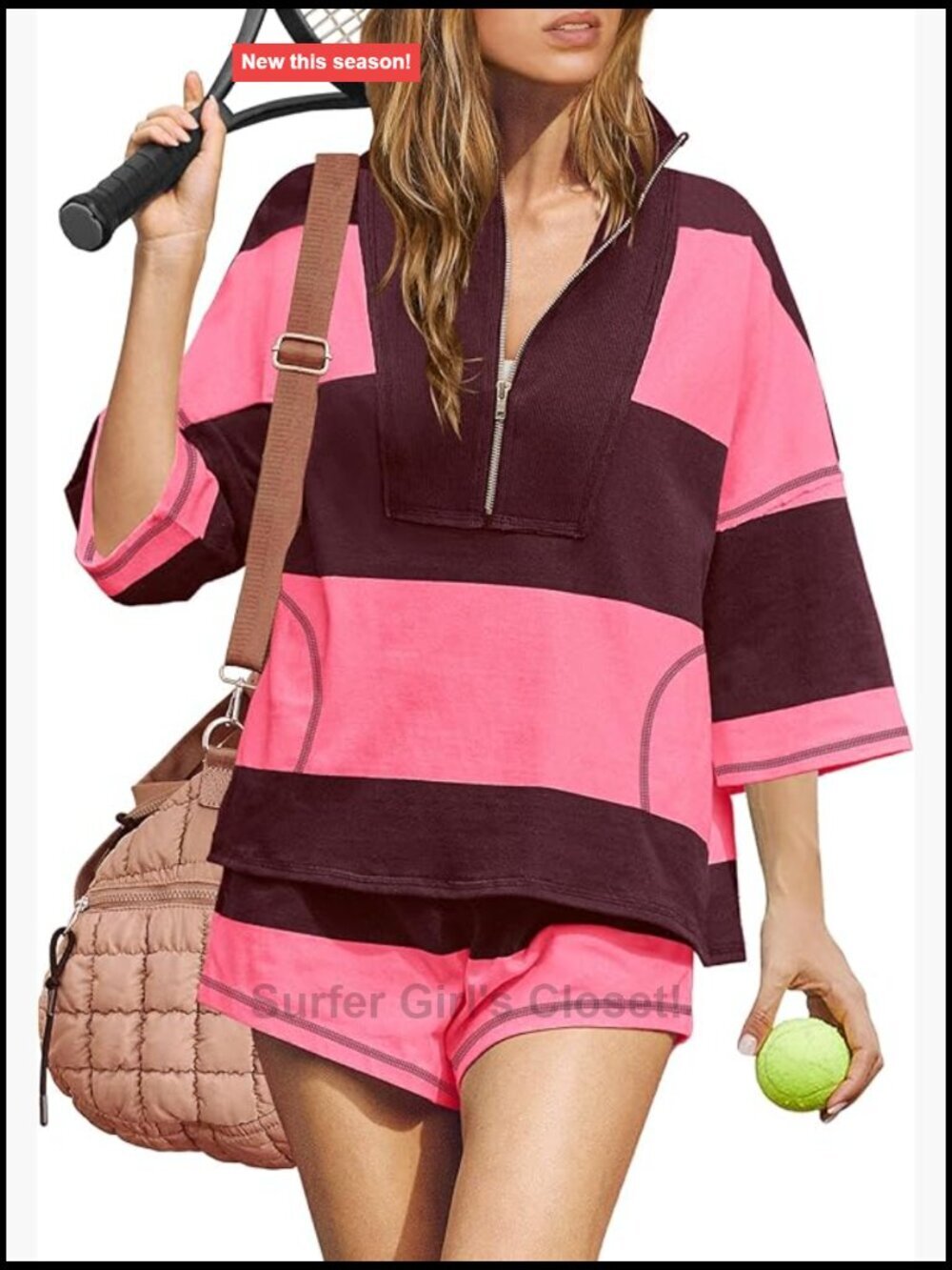 Striped 2 Piece Short Set with Pockets - Summer Lounge Outfit
